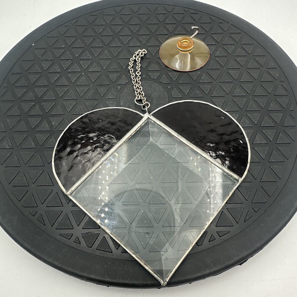 Vintage Stained Glass Heart Handcrafted Sun Catcher